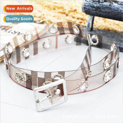 New belt women fghg simple transparent PVC oval gold metal b