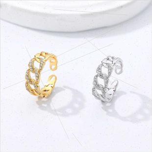 ins Cuban Zirconia Micro Europe che Female Ring silver 925