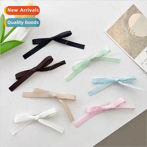 Ins simple bow hair clips sweet girl ribbon ribbon hair card