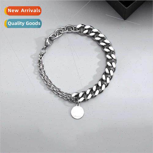 New round tag splicing Cuban couple bracelet nd bracelet men