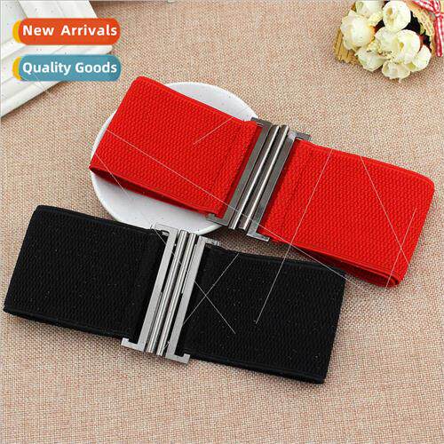 Women fashion wide elastic pairs buckle waist seal dress fou