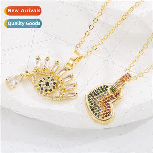 Europe new creative heart-shaped pendant gold-plated colored