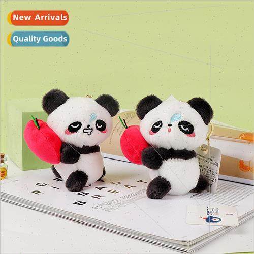 Apple panda plush toy keychain cartoon schoolbag pendant dol