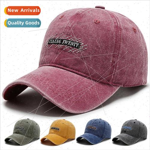 Hat female set washed do old retro denim baseball cap spring