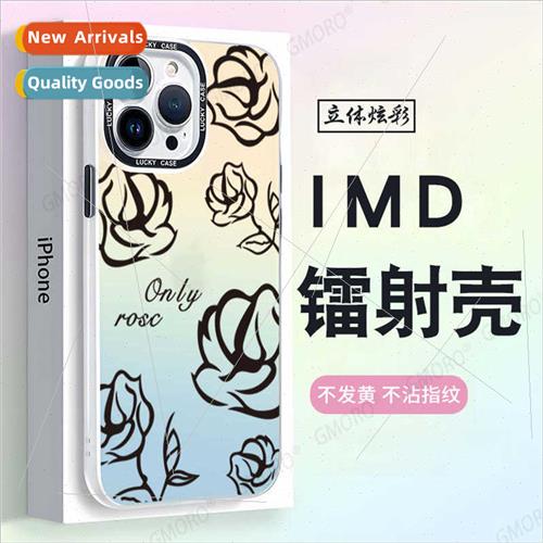 ins rose color changing laser phone case apple 14 flower pho