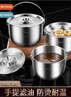 Portable lard pot 304 oil storage filter oil pot seasoning p