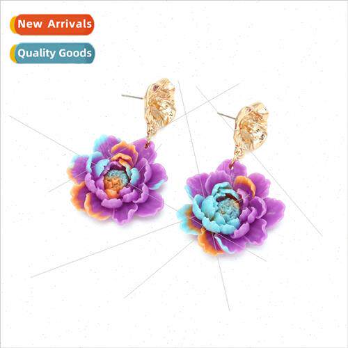 fashion elegant colorful resin flower earrings personalized