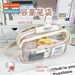 pen bag creative mple transparent capacy double statio large