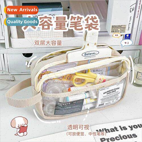 mple large-capacy pen bag creative double transparent statio