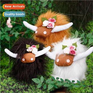 New Scottish HighlCow Head Figurine Shaggy Cow Toy Doll Part