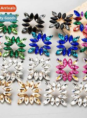 Europe fashion full diamond flowers alloy diamond studs flas
