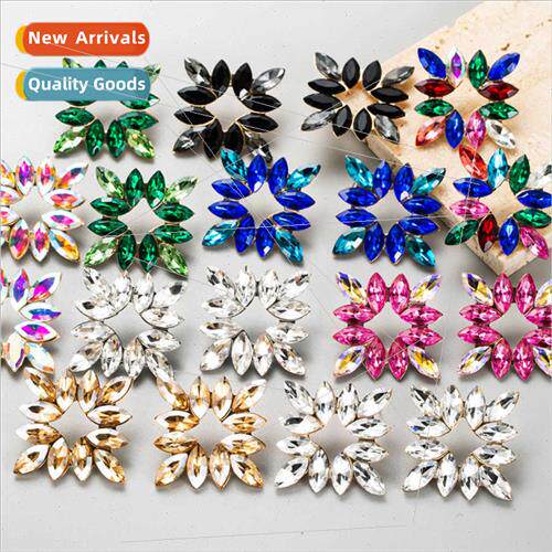Europe fashion full diamond flowers alloy diamond studs flas