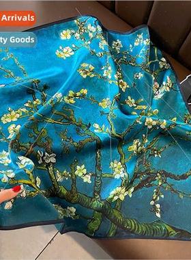 Spring summer new silk silk scarf female apricot e whe-colla