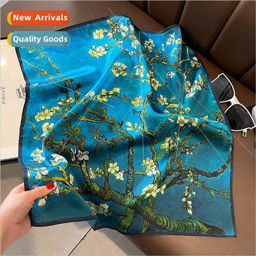 Spring summer new silk silk scarf female apricot e whe-colla