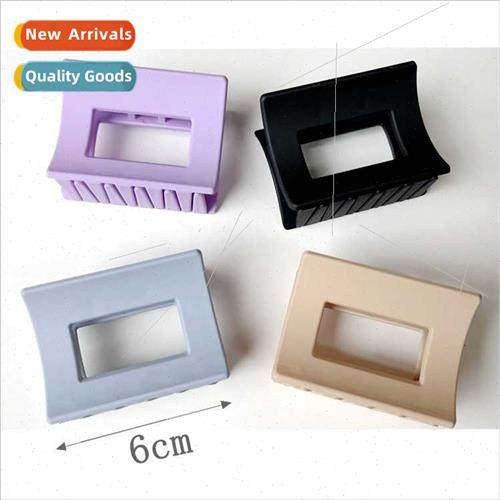 Frosted Cream Hollowed Square Grab Clip mple ins Hair Clips