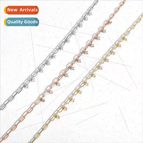 Copper plating inlaid zirconium full star collarbone chain f