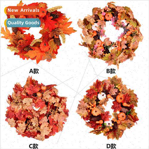 Autumn Pinecone Pumpkin Halloween Wreath Maple Leaf Thanksgi