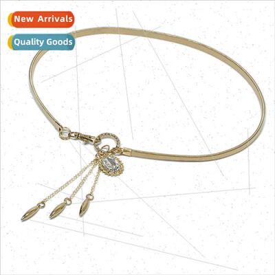 New rhinestone inlaid pendant waist chain ladies dress belt