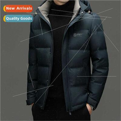 Men down jacket winter hooded black top casual warm 2023 new