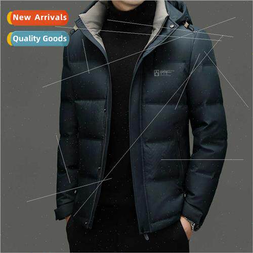 Men down jacket winter hooded black top casual warm 2023 new