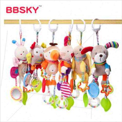 BBSKY cute cartoon animal wind chime baby toys plush bed han