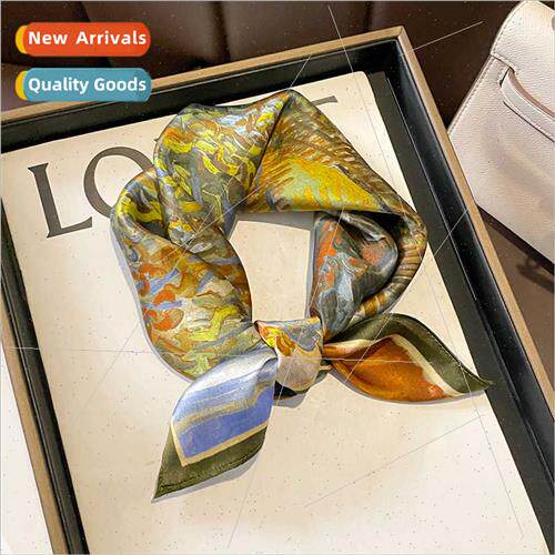 Spring summer new mulberry silk small square scarf French re