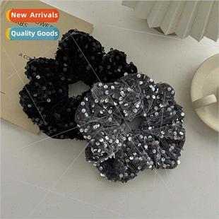 silver sequins band new senio hair black ponytail Korea high