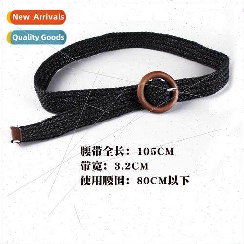 Vintage Versatile Wide Belt Women Hemp Rope Braided Decorati