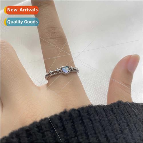 Moonstone Heart Ring French Open Index Ring Delicate Feeling