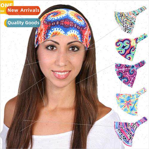 Ethnic Tie-Dye Wide Hair Bands Headbands Hair Bands Sport Yo