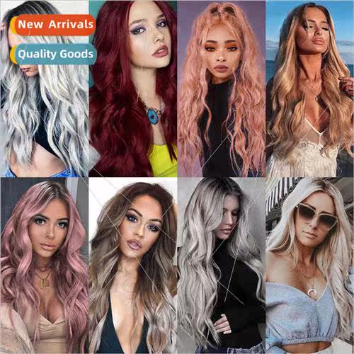 Europe Chemical Fiber Wig Women Long Curly Hair Medium Dark