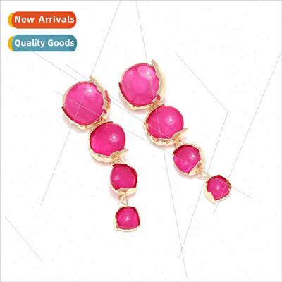 sweet long round translucent resin pendant earrings fashion