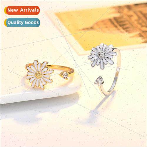 Europe Sunflower Flower Spinning Ring Women Fashion Opening