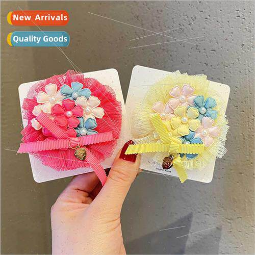 Flower headdress children hair clips baby side clip Korean l