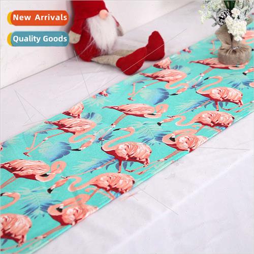 2023 new cute cartoon flamingo table flag American printing