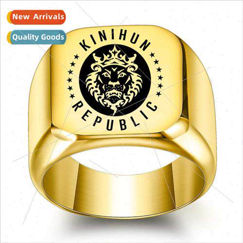 king lion king tanium steel ring men retro punk square 18MM