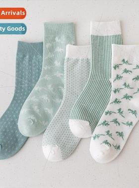 Jeseca New Hot Plaid Dot Print Women's Socks College Sty