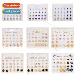 card flower pearl pairs earrings zirconia paper New