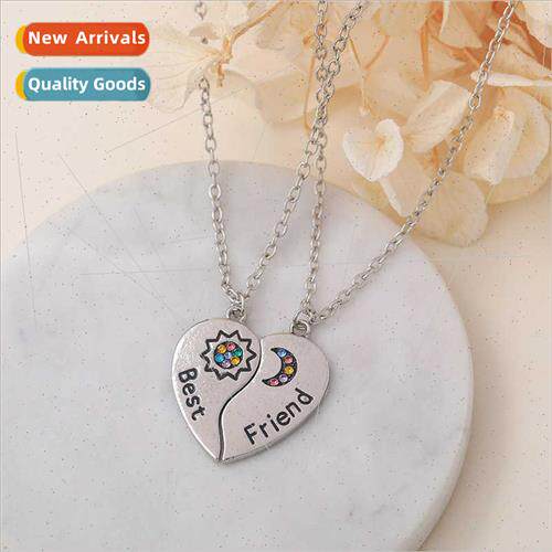 Couple love necklace sun moon can be spliced two people  at