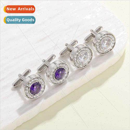 New Round Zirconia Cufflinks Men Fashion French Shirt Su Cuf