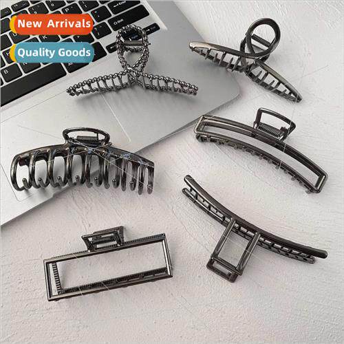 ins cold wind black metal hair clips back head plate hair si