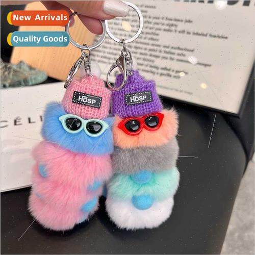 Otter rabb hair car keychain pendant ins plush doll book bag