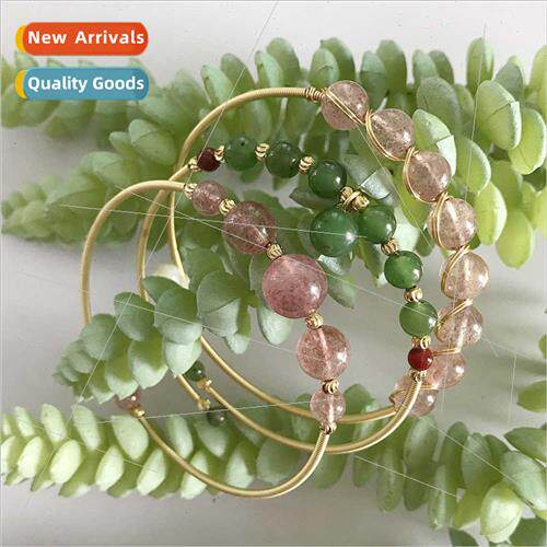 14K injection gold ins Europe original stone strawberry pink