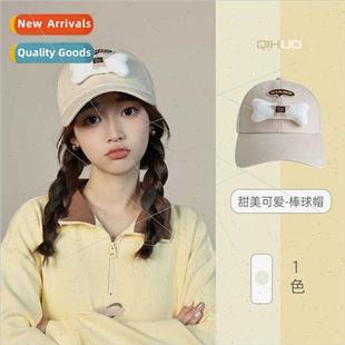 applique baseball cap Small Korean letters female lov bones