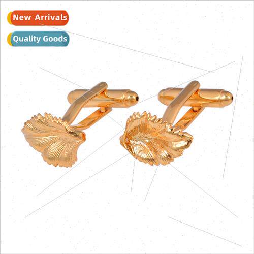 Cufflinks Elegant Leaf Cufflinks K Gold Leaf Shape French Cu