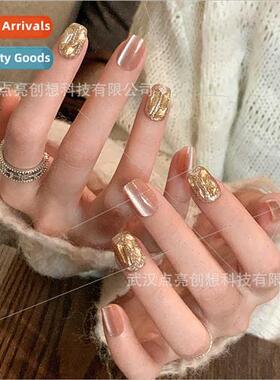 Wearable Nail ArtChampagne Burst Glter Cat Eye Nail Wearable