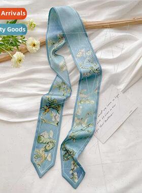 Women spring summer thin silk decorative neckerchief Mulberr