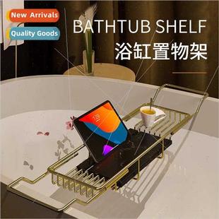 Stainless steel gold bathtub rack bathroom telescopic multif