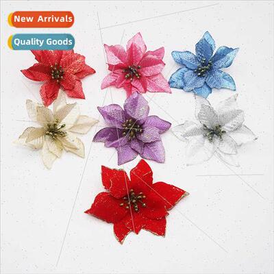 New gilt simulation Christmas flowers 14cm Christmas e penda