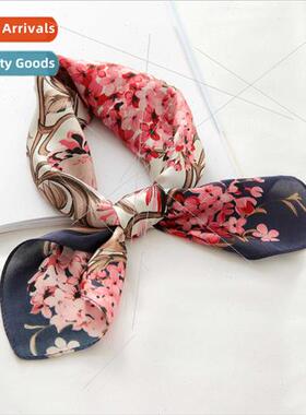 2020 spring fall new lerary printing silk square scarf femal